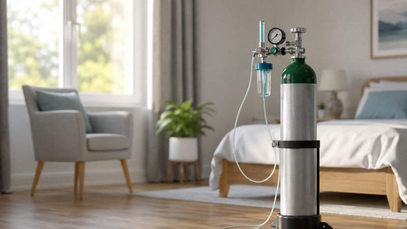 Medical oxygen cylinder with regulator for home oxygen therapy
