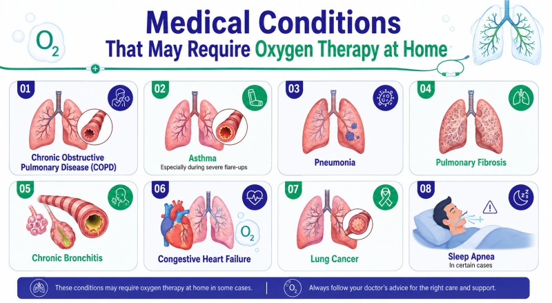 Patient receiving home oxygen therapy for COPD and respiratory conditions