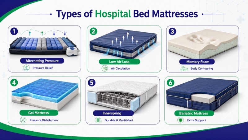 Comparison of air, foam and gel mattress types for bedridden patients