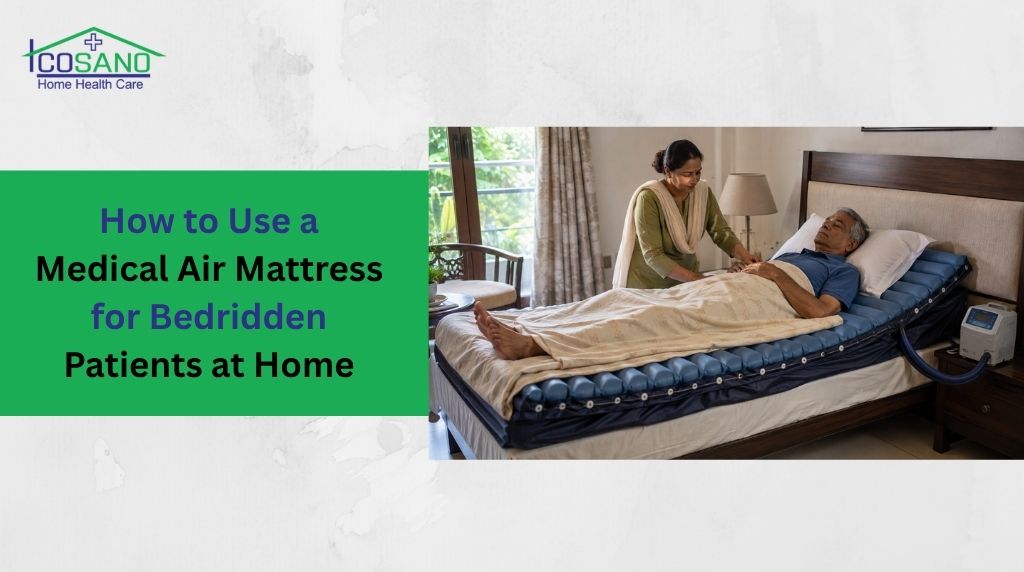 Hospital bed mattress for home use with bedridden patient care setup